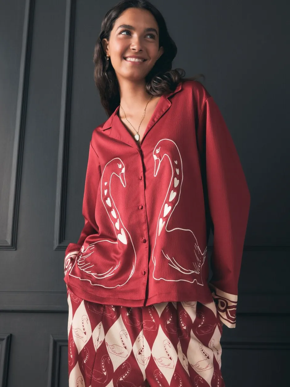 Pyjama's|Alle Nacht- En Loungekleding|Rockett St George Textured Satin Button Through Pyjamas