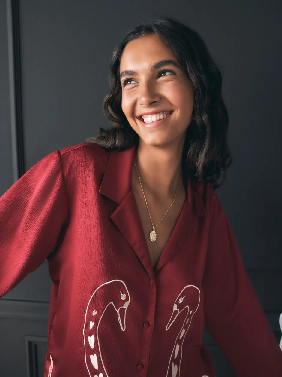 Pyjama's|Alle Nacht- En Loungekleding|Rockett St George Textured Satin Button Through Pyjamas