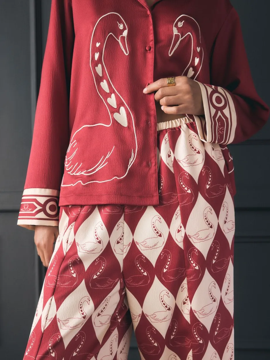 Pyjama's|Alle Nacht- En Loungekleding|Rockett St George Textured Satin Button Through Pyjamas