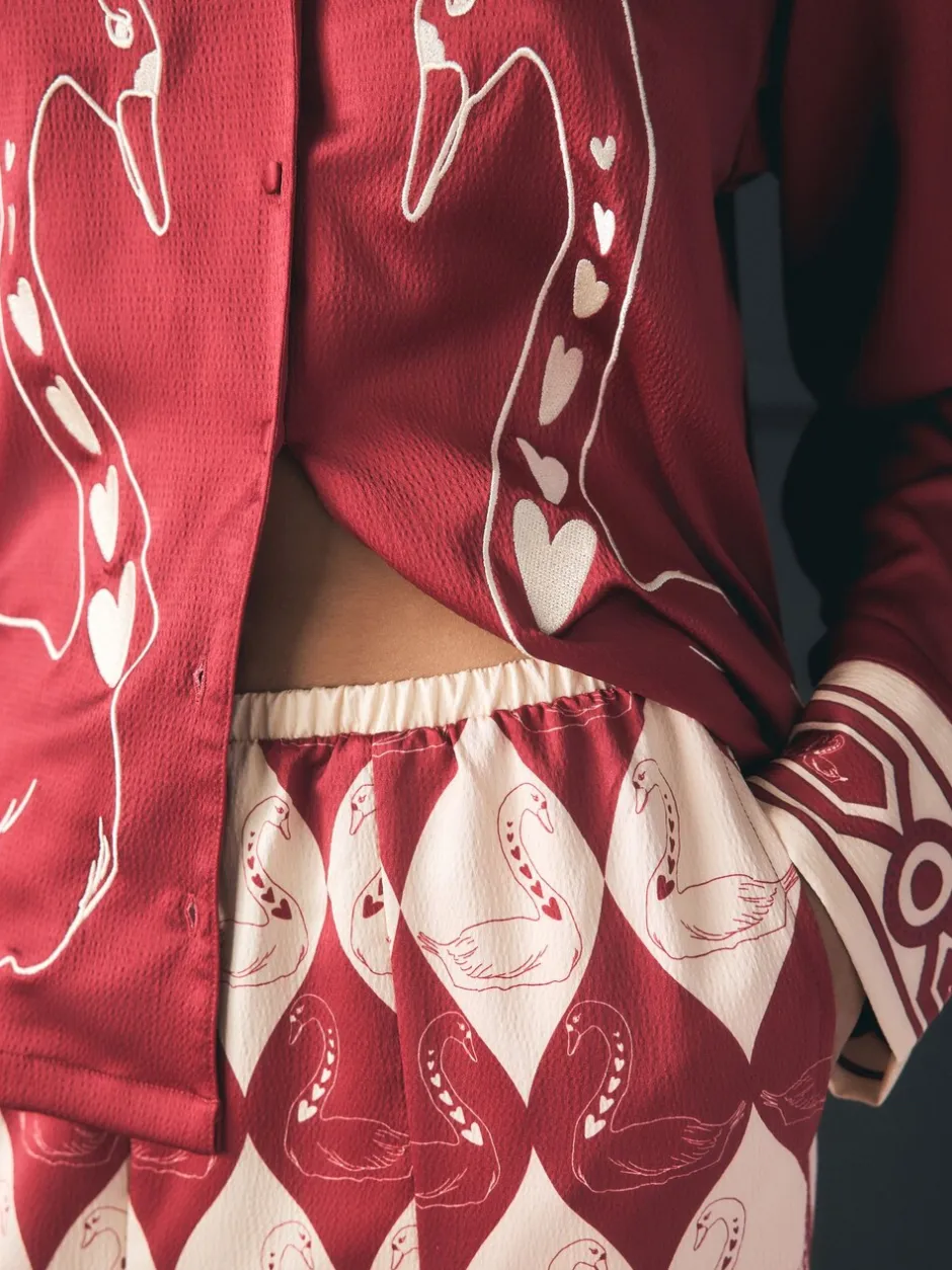Pyjama's|Alle Nacht- En Loungekleding|Rockett St George Textured Satin Button Through Pyjamas