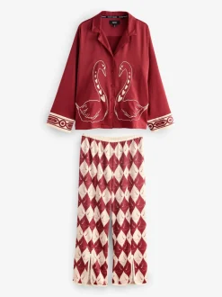 Pyjama's|Alle Nacht- En Loungekleding|Rockett St George Textured Satin Button Through Pyjamas