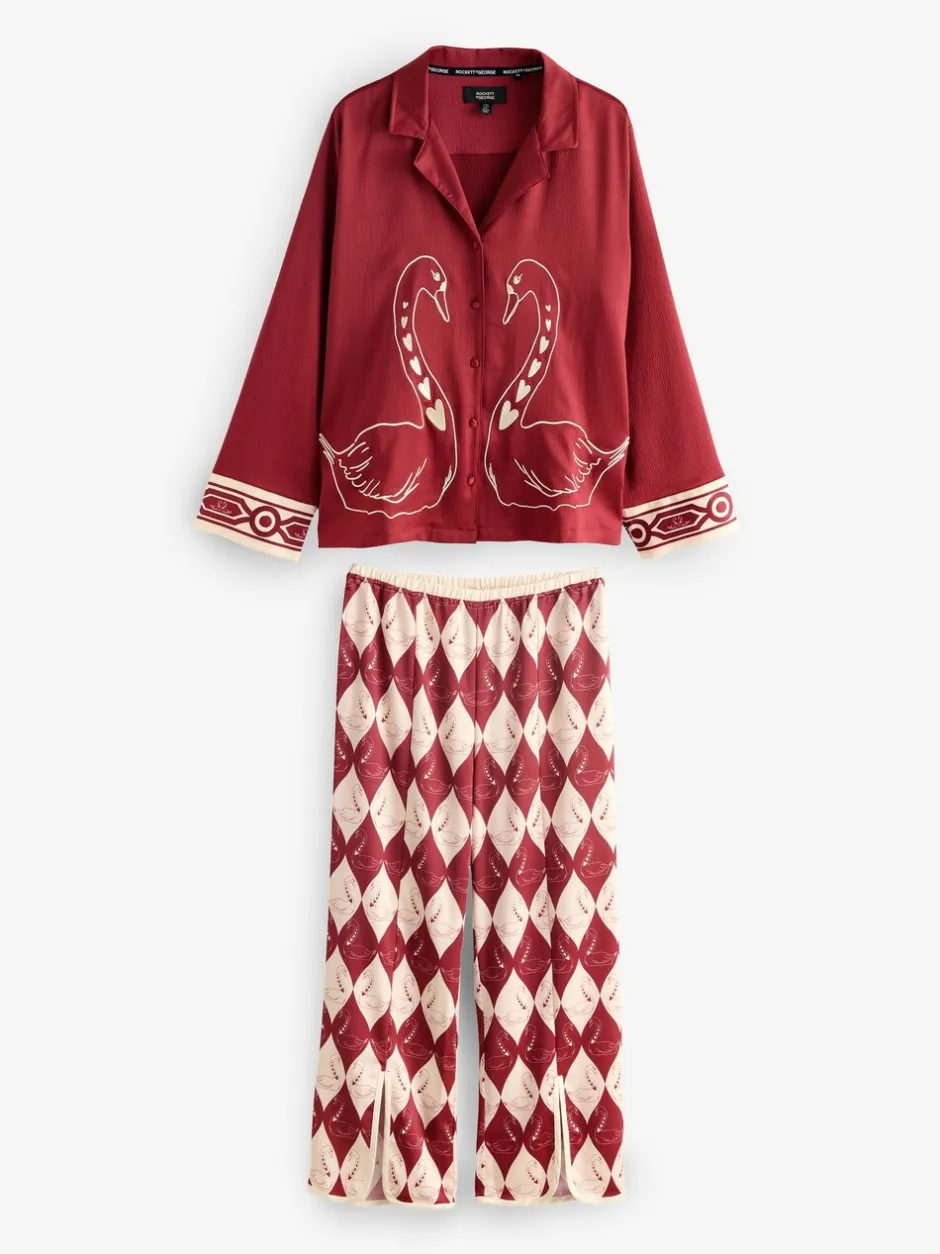 Pyjama's|Alle Nacht- En Loungekleding|Rockett St George Textured Satin Button Through Pyjamas