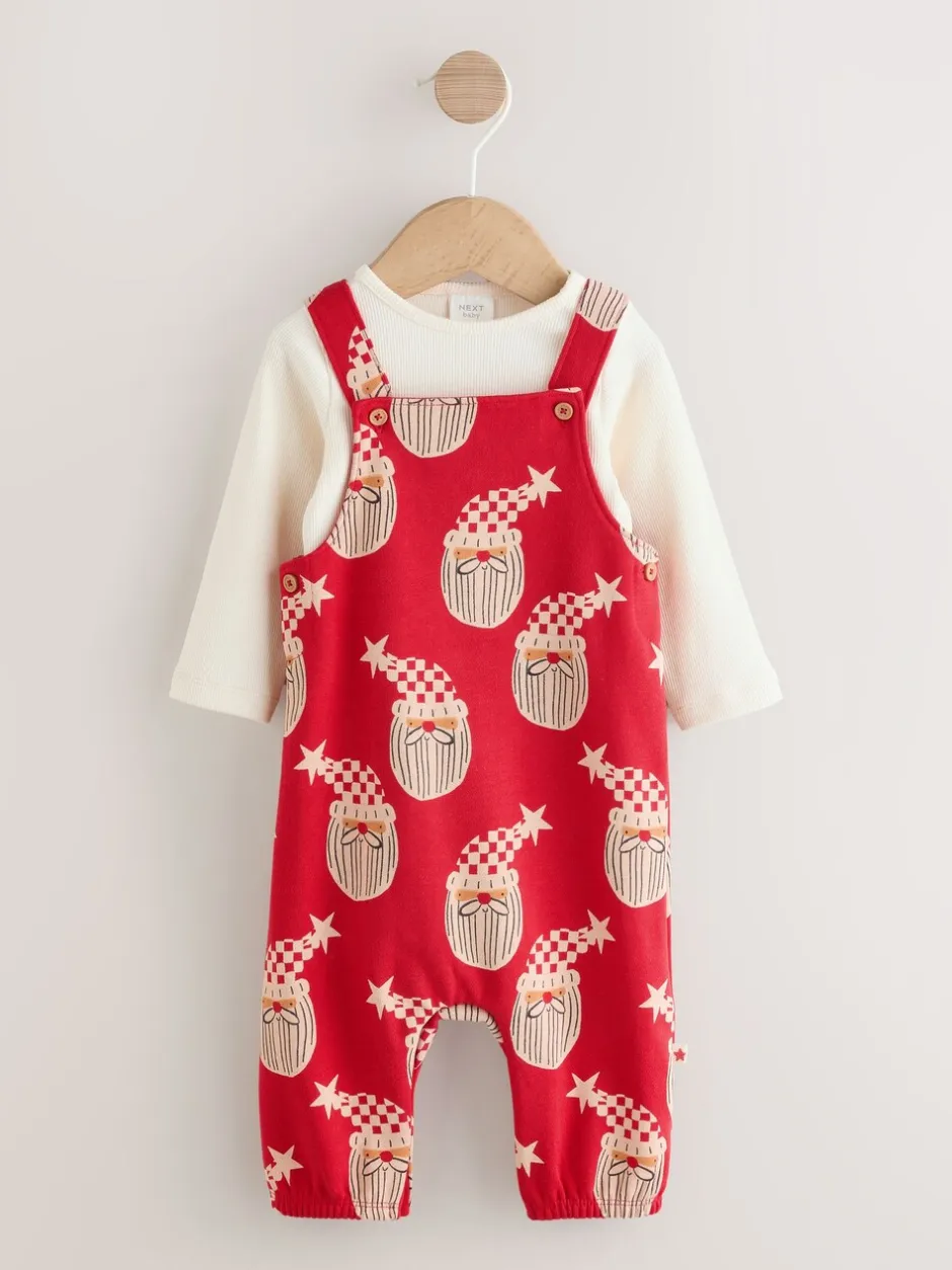 Tuinbroeken*Next Rode kerstman - All-over Print Kerstmis Baby bretelbroekenset (0mnd-3jr)
