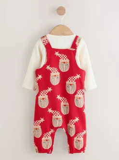 Tuinbroeken*Next Rode kerstman - All-over Print Kerstmis Baby bretelbroekenset (0mnd-3jr)