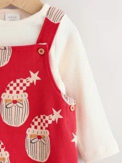 Tuinbroeken*Next Rode kerstman - All-over Print Kerstmis Baby bretelbroekenset (0mnd-3jr)