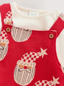 Tuinbroeken*Next Rode kerstman - All-over Print Kerstmis Baby bretelbroekenset (0mnd-3jr)