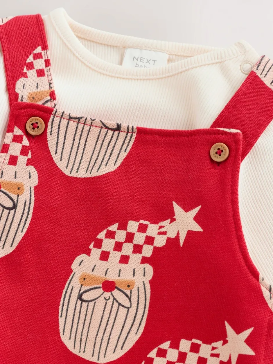 Tuinbroeken*Next Rode kerstman - All-over Print Kerstmis Baby bretelbroekenset (0mnd-3jr)