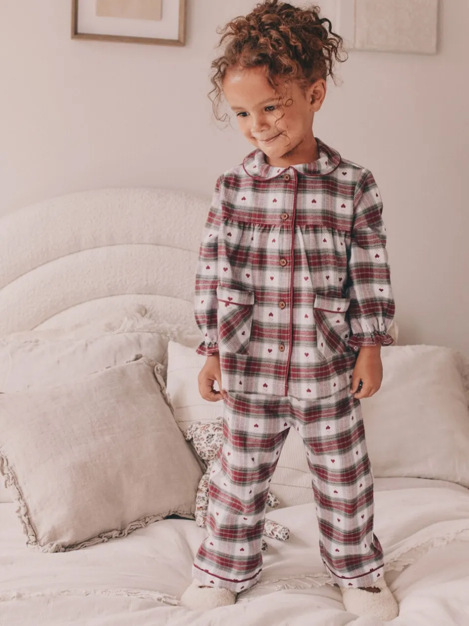Nachtkleding En Pyjama's|Pyjama's|Next Rode/groene hartjesprint - Geweven pyjama met knopen (9 mnd-12 jr)