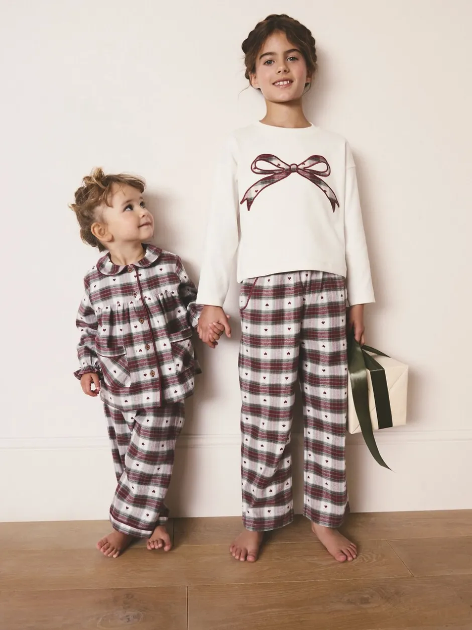 Nachtkleding En Pyjama's|Pyjama's|Next Rode/groene hartjesprint - Geweven pyjama met knopen (9 mnd-12 jr)