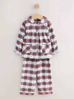 Nachtkleding En Pyjama's|Pyjama's|Next Rode/groene hartjesprint - Geweven pyjama met knopen (9 mnd-12 jr)