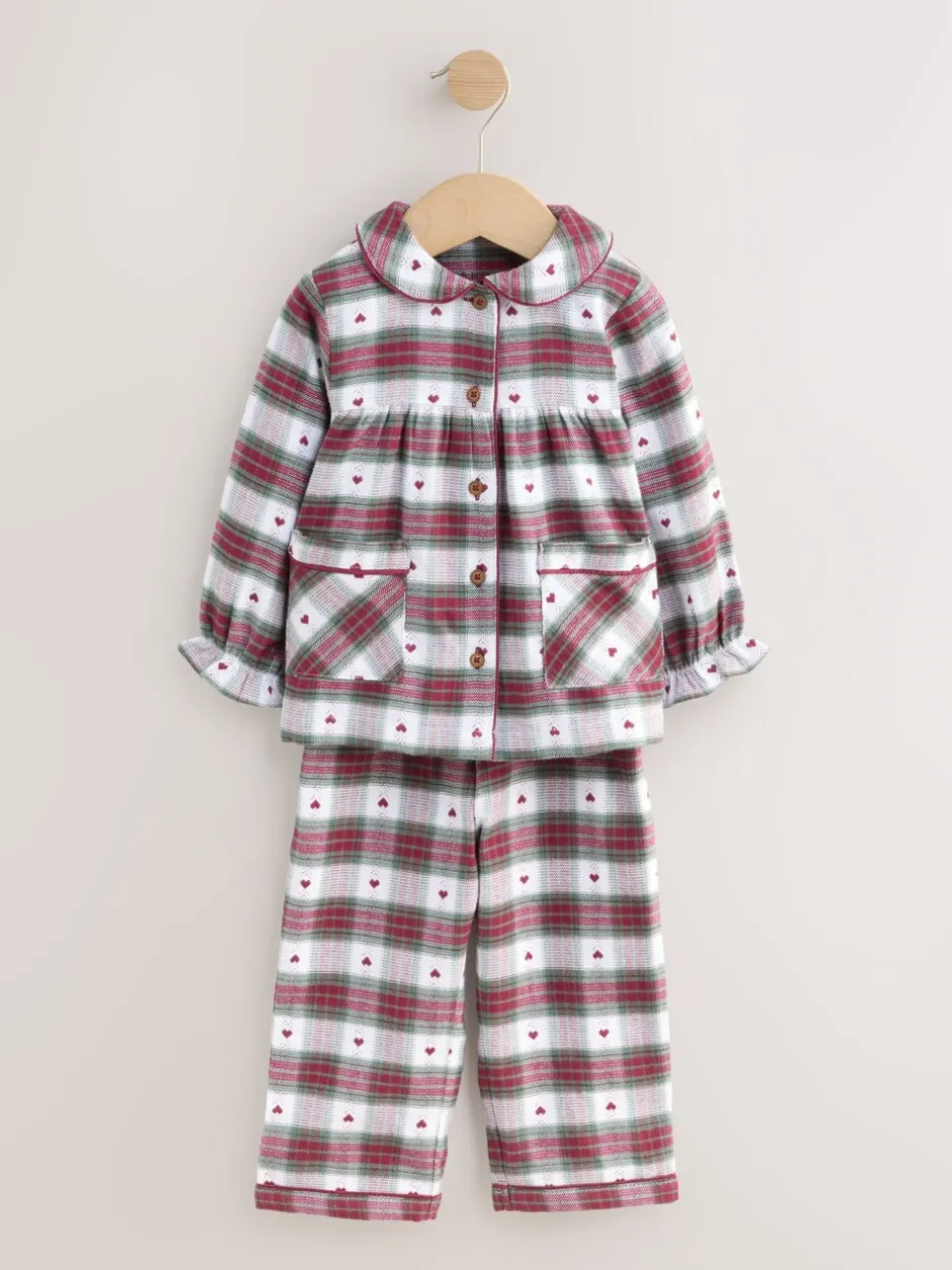 Nachtkleding En Pyjama's|Pyjama's|Next Rode/groene hartjesprint - Geweven pyjama met knopen (9 mnd-12 jr)