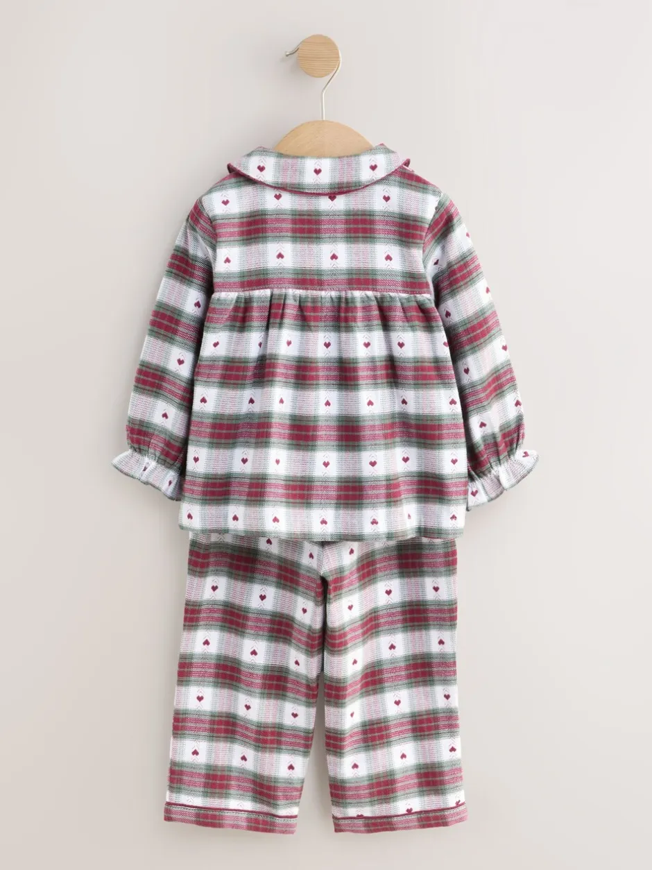 Nachtkleding En Pyjama's|Pyjama's|Next Rode/groene hartjesprint - Geweven pyjama met knopen (9 mnd-12 jr)