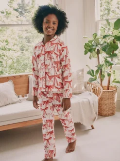 Nachtkleding En Pyjama's|Pyjama's|Next - Pyjama met knoopsluiting (3-16jr) Rode/witte strik print