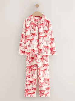 Nachtkleding En Pyjama's|Pyjama's|Next - Pyjama met knoopsluiting (3-16jr) Rode/witte strik print