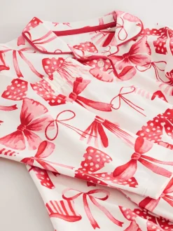 Nachtkleding En Pyjama's|Pyjama's|Next - Pyjama met knoopsluiting (3-16jr) Rode/witte strik print