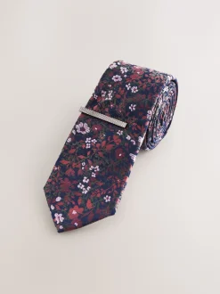 Stropdassen En Pochets|Next - Das met bloemenprint Roestbruin