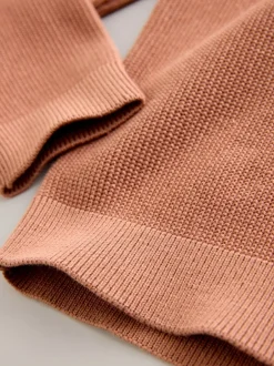 Truien En Breisels*Next - Gebreid poloshirt met rits bij de hals en lange mouwen (3-16jr) Roestbruin