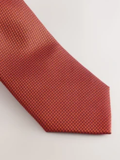 Stropdassen En Pochets|Next Roestbruin - Set met textuurrijke stropdas en pochet