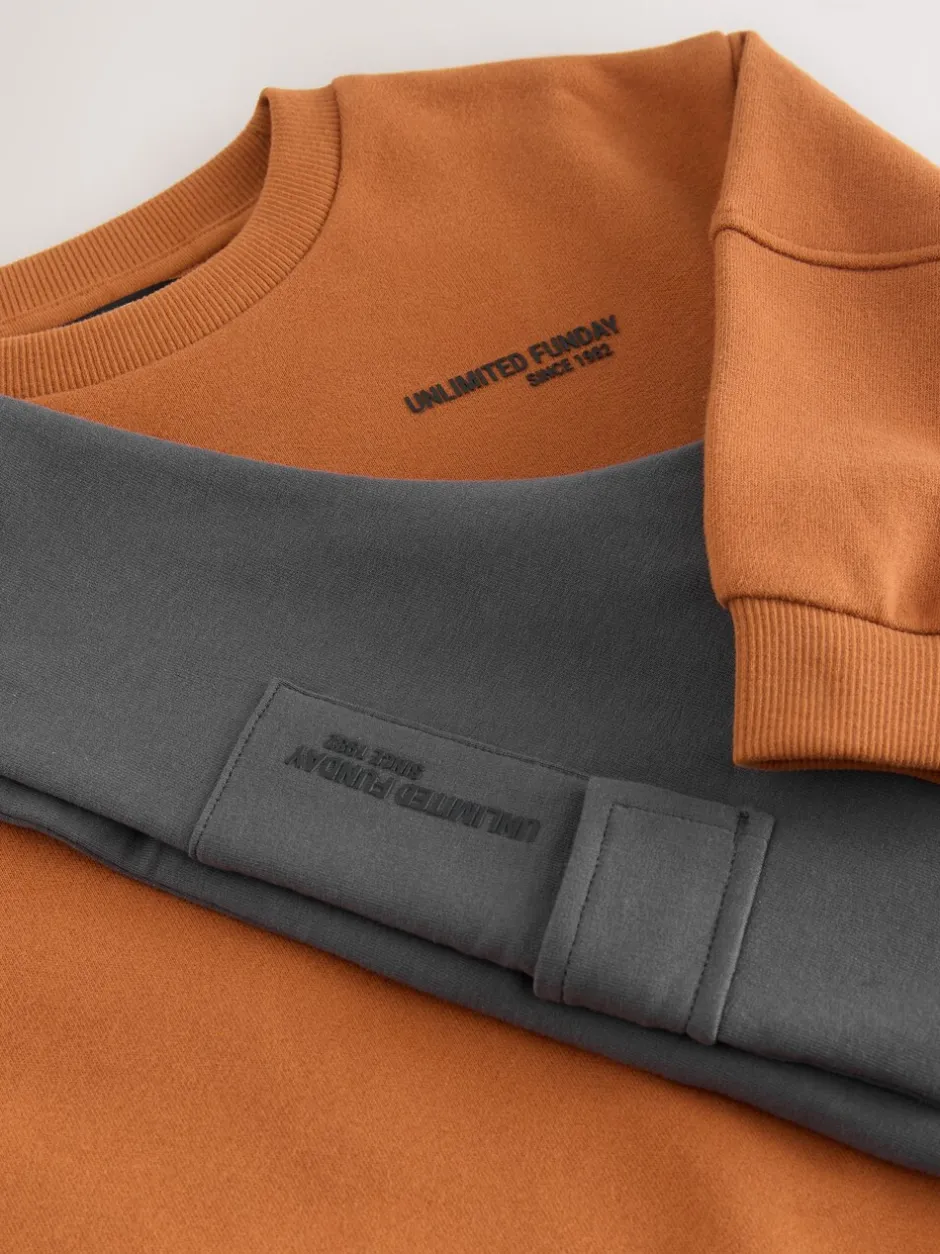 Sets En Combisets|Truien En Breisels|Next - Set met utility-sweatshirt en super skinny joggingbroek (3mnd-7jr) Roestbruin