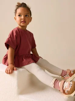 T-Shirts*Next Roestbruin - T-shirt met peplum en korte mouwen (3mnd -7jr)