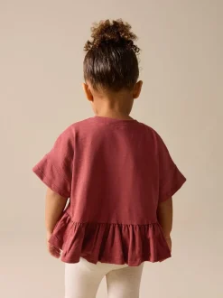 T-Shirts*Next Roestbruin - T-shirt met peplum en korte mouwen (3mnd -7jr)