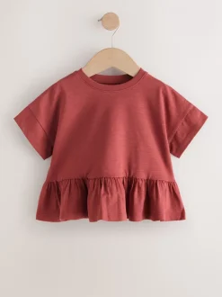T-Shirts*Next Roestbruin - T-shirt met peplum en korte mouwen (3mnd -7jr)