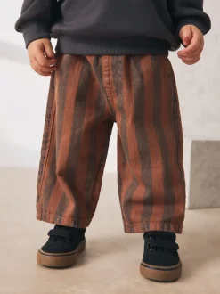 Broeken En Chino's|Next Roestbruin gestreept - Wijde broek met elastische taille (3mnd-7jr)