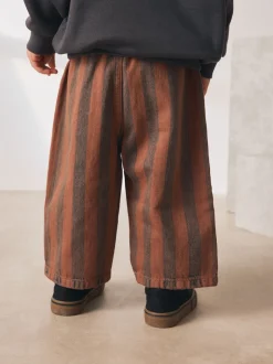Broeken En Chino's|Next Roestbruin gestreept - Wijde broek met elastische taille (3mnd-7jr)
