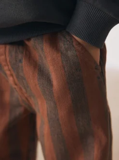 Broeken En Chino's|Next Roestbruin gestreept - Wijde broek met elastische taille (3mnd-7jr)
