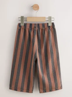 Broeken En Chino's|Next Roestbruin gestreept - Wijde broek met elastische taille (3mnd-7jr)