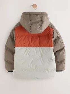 Schoolkleding|Jassen En Jacks*Next Roestbruine Kleurblokken - Regenbestendige gewatteerde jas met microfleece voering (3-17jr)