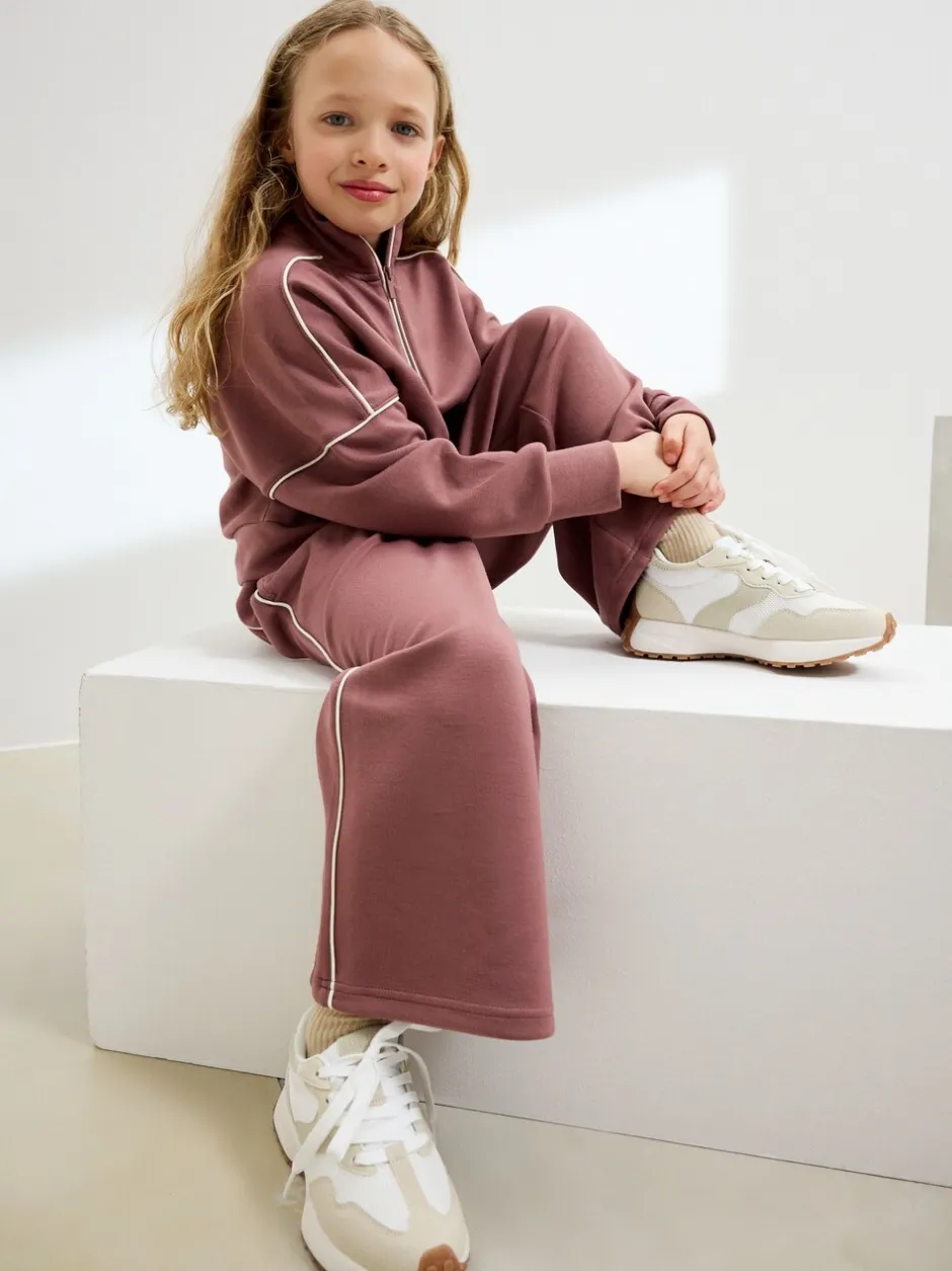 Sweaters En Hoody´S|Next - Set van superzachte joggingbroek met rits, ronde hals en wijde pijpen (3-16jr) Roestbruin-roze