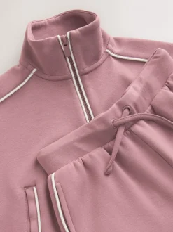 Sweaters En Hoody´S|Next - Set van superzachte joggingbroek met rits, ronde hals en wijde pijpen (3-16jr) Roestbruin-roze