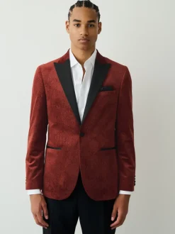 Smokings En Feestkleding|Blazers En Business-Jasjes*Next - Slim Fit - Fluwelen blazer met patroon Roestkleurig met bloemenprint