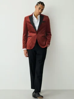 Smokings En Feestkleding|Blazers En Business-Jasjes*Next - Slim Fit - Fluwelen blazer met patroon Roestkleurig met bloemenprint