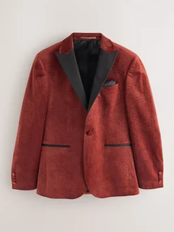 Smokings En Feestkleding|Blazers En Business-Jasjes*Next - Slim Fit - Fluwelen blazer met patroon Roestkleurig met bloemenprint