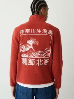 Jassen En Jacks|Sweaters En Hoody´S|Next Roestoranje - Hokusai Licence Graphic Polar Fleece Zip Through Funnel Fleece