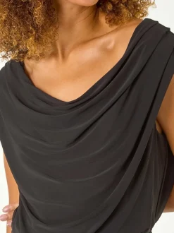 Jumpsuits En Playsuits*Roman Cowl Neck Ruched Stretch Jumpsuit