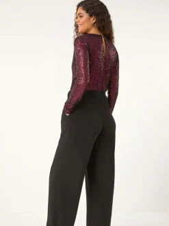 Jumpsuits En Playsuits|Roman Pailletten wikkel V-hals stretchy Jumpsuit