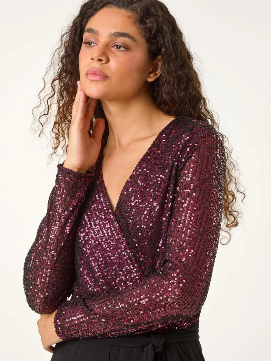 Jumpsuits En Playsuits|Roman Pailletten wikkel V-hals stretchy Jumpsuit