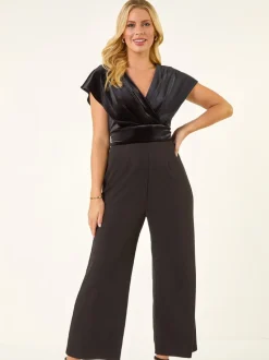 Jumpsuits En Playsuits|Roman Petite Velvet Contrast Jumpsuit