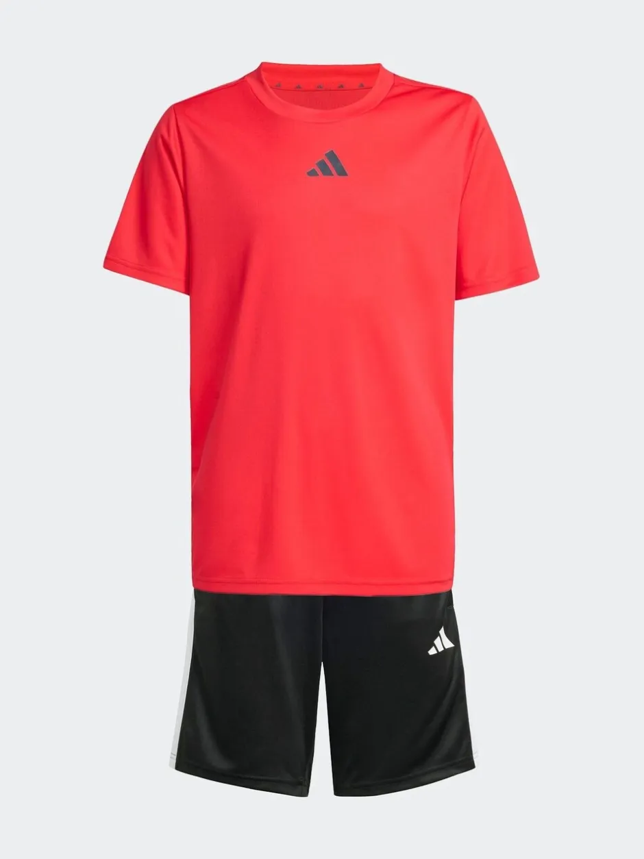 Shorts*adidas - Train Essentials 3-Strepen Kids T-shirt & Shorts Set Rood