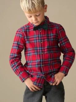 Shirts*Angel & Rocket - Camden Brushed Shirt With Bow Tie Rood
