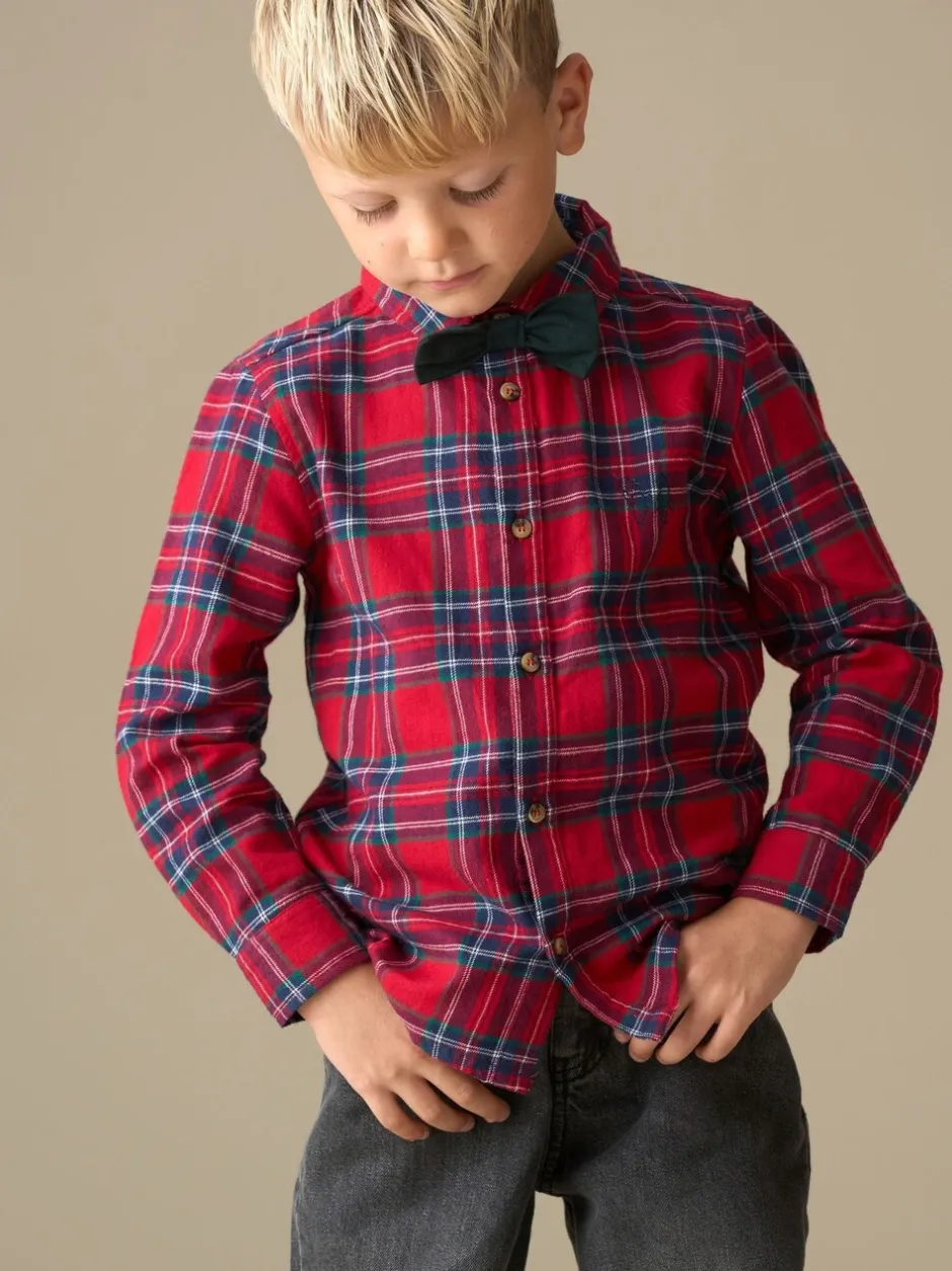 Shirts*Angel & Rocket - Camden Brushed Shirt With Bow Tie Rood