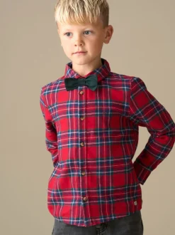 Shirts*Angel & Rocket - Camden Brushed Shirt With Bow Tie Rood