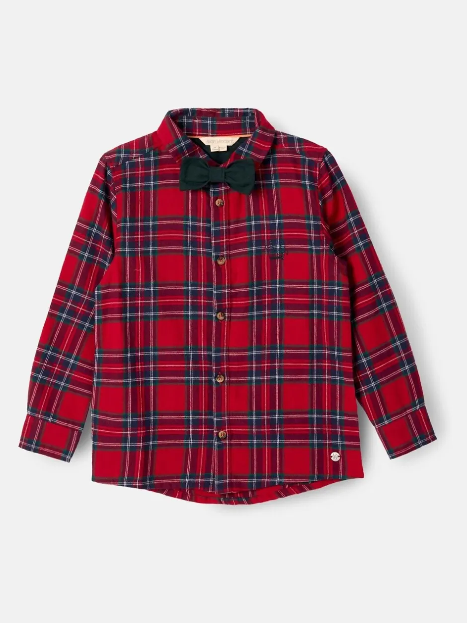 Shirts*Angel & Rocket - Camden Brushed Shirt With Bow Tie Rood
