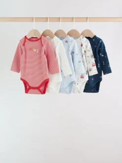 Rompertjes En Hemdjes|Rompertjes En Hemdjes*Next Rood - Baby London Bodysuits met lange mouwen 5 Pack