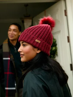 Mutsen, Handschoenen En Sjaals|Barbour Rood - ® Saltburn beanie-muts met pompon