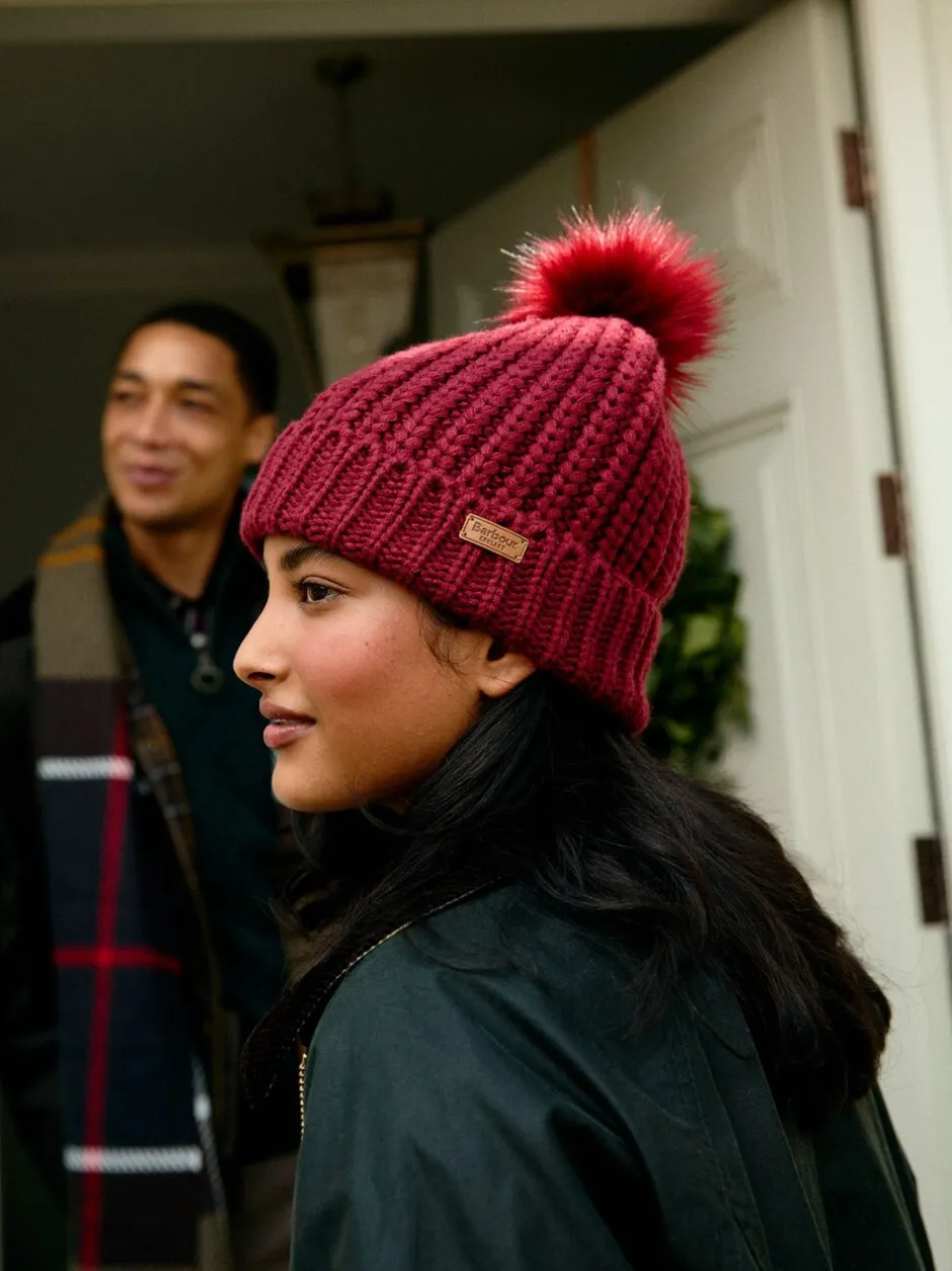 Mutsen, Handschoenen En Sjaals|Barbour Rood - ® Saltburn beanie-muts met pompon