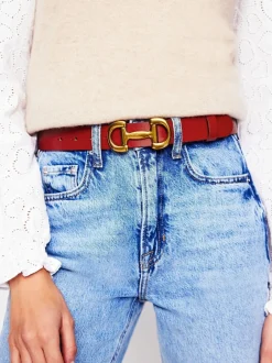 Ceintuurs*Boden - - Snaffle leren riem met rand Rood